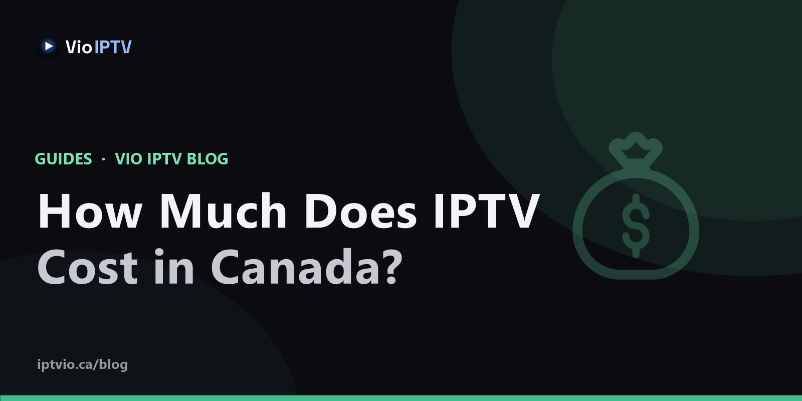Vio IPTV cover graphic with money icon — how much IPTV costs in Canada price breakdown